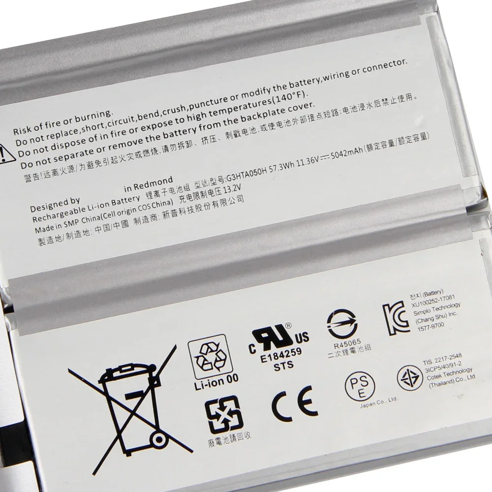 Фото Сменная батарея премиум-класса G3HTA050H для клавиатуры Microsoft Surface Book2 1835, 93HTA001H для Microsoft Surface Book 1st 1785 №4