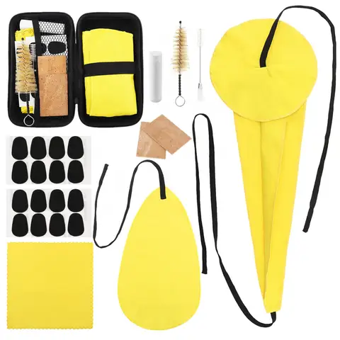 Набор хлопковых салфеток для чистки саксофона из микрофибры с щеткой для мундштука, подушками, пробками для шеи, пробковой смазкой, футляром для хранения