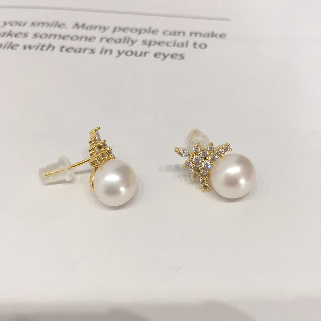 ZHBORUINI высококачественные серьги с натуральным пресноводным жемчугом для женщин