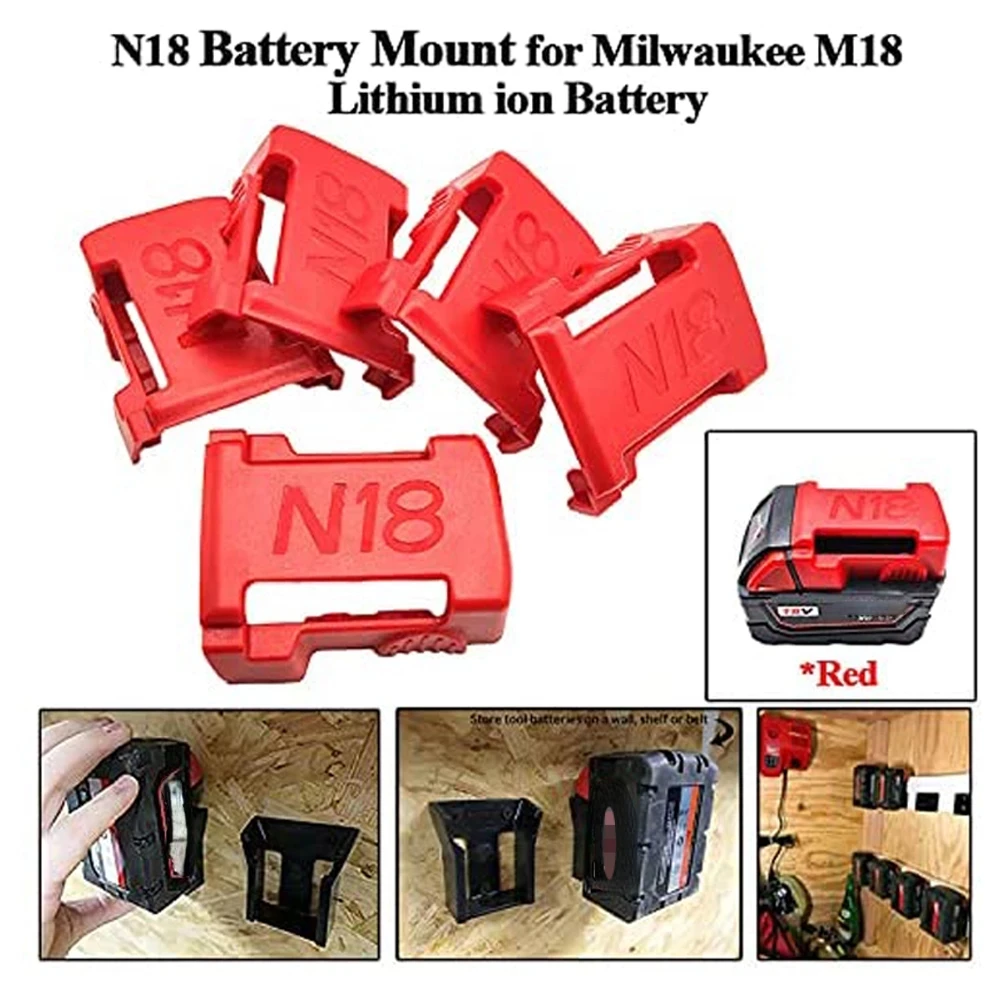 

5Pcs Battery Holder for Milwaukee Battery Mount Dock Holder Fit for M18 48-11-1850 18V Mount Holder Cover Dock Clip No battery