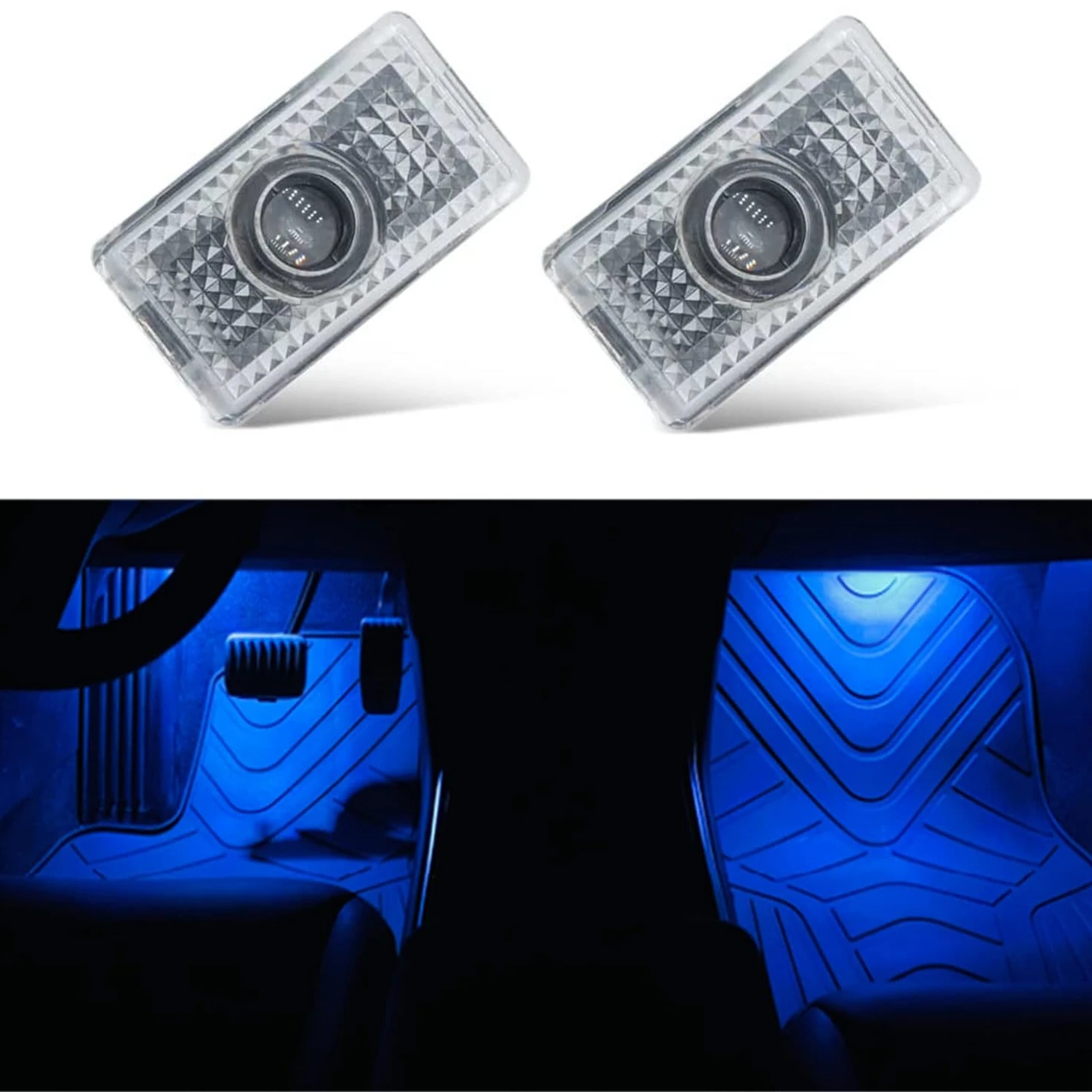 

2pcs Brighter Than OEM Factory Driver Footwell Lights For Tesla Model 3 Y X S Blue Door Puddle LED Bulb White Trunk Frunk Lamp