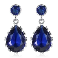 blue crystal waterdrop women dangle earrings 18k white gold filled classic style wedding party shiny jewelry gift