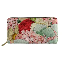 bright red flower print long wallet premium girls%c2%a0zipper%c2%a0portomonee personalized customized woman coin purse teenager gift