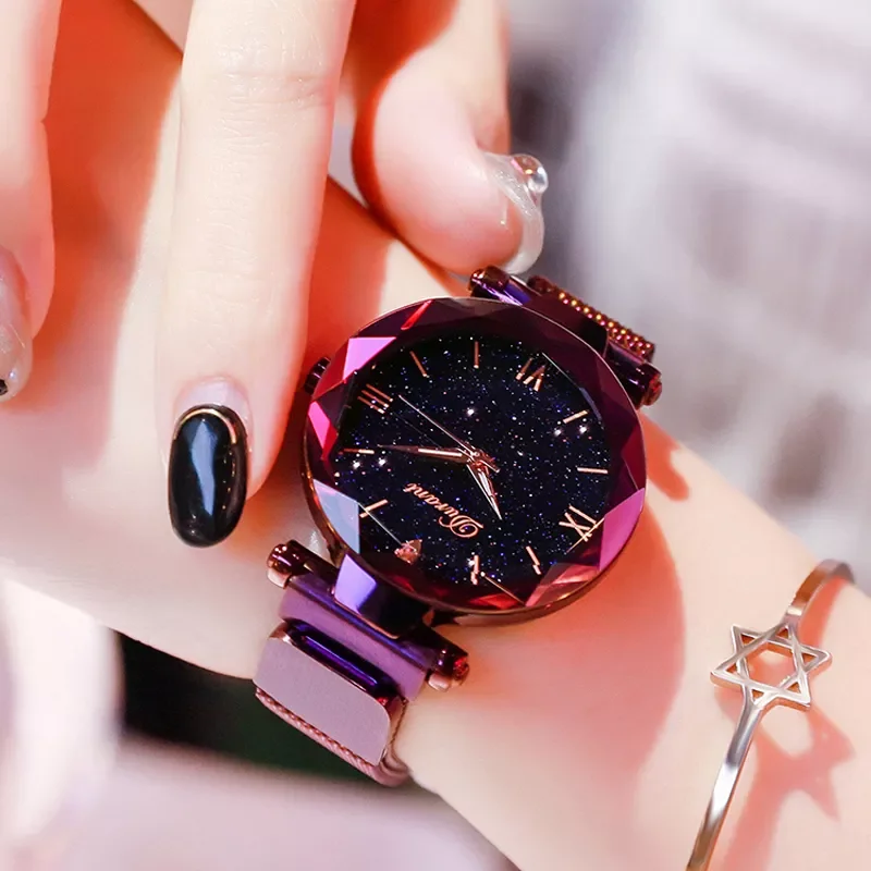

smart watchNew Fashion Watch for Women Elegant Magnet Quartz Women watch Buckle Starry Sky Roman Numeral Lady Wristwatch Gift Dr