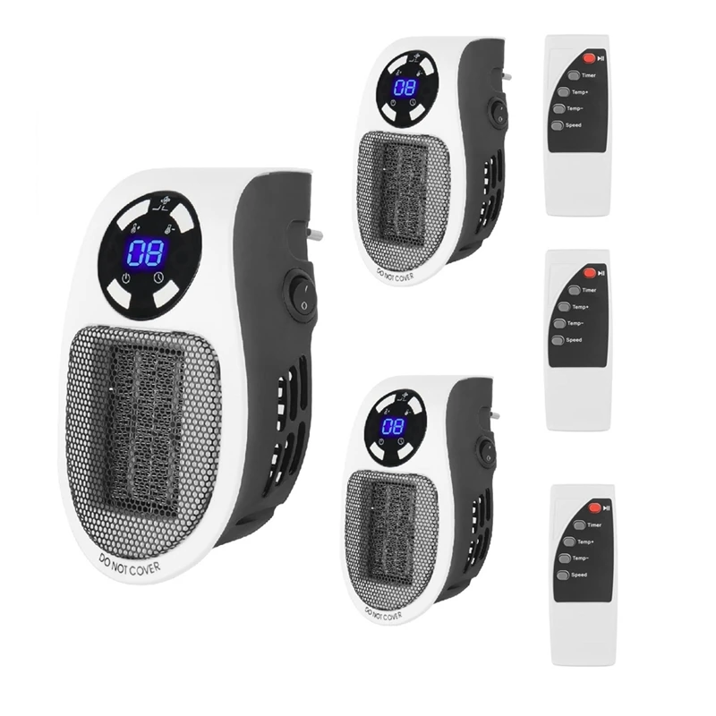 

3Pcs 500W For MINI Electric Air Heater Portable Fan Heater Hot Fan Electric Heater Automatic Temperature Control Off, EU Plug