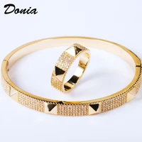 donia jewelry fashion micro set aaa zircon square nail four pointed star bracelet set creative opening ladies bracelet set
