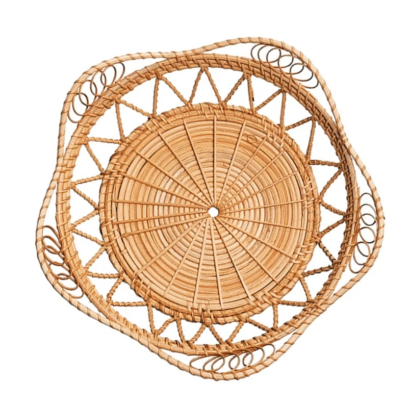 KX4B Украшение стены из ротанга ручной работы Кустарная корзина для домашней