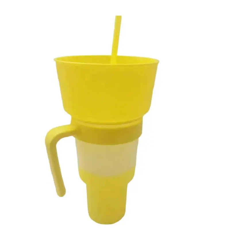 

Snack Cup With Straw 2 In 1 Snack Bowl Cup Combo Leakproof Multifunctional Color Changing Drink Stadium Cups With Straw For