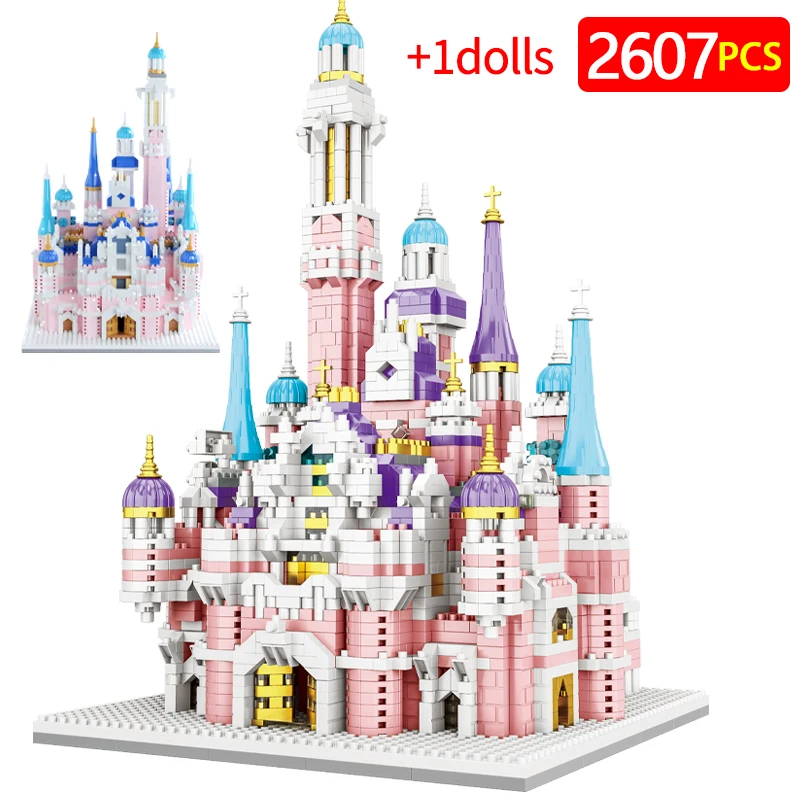 

2607Pcs Mini Princess Castle Pink Dream House Amusement Park Building Blocks Friends City Girls Figure Bricks Toys for Children