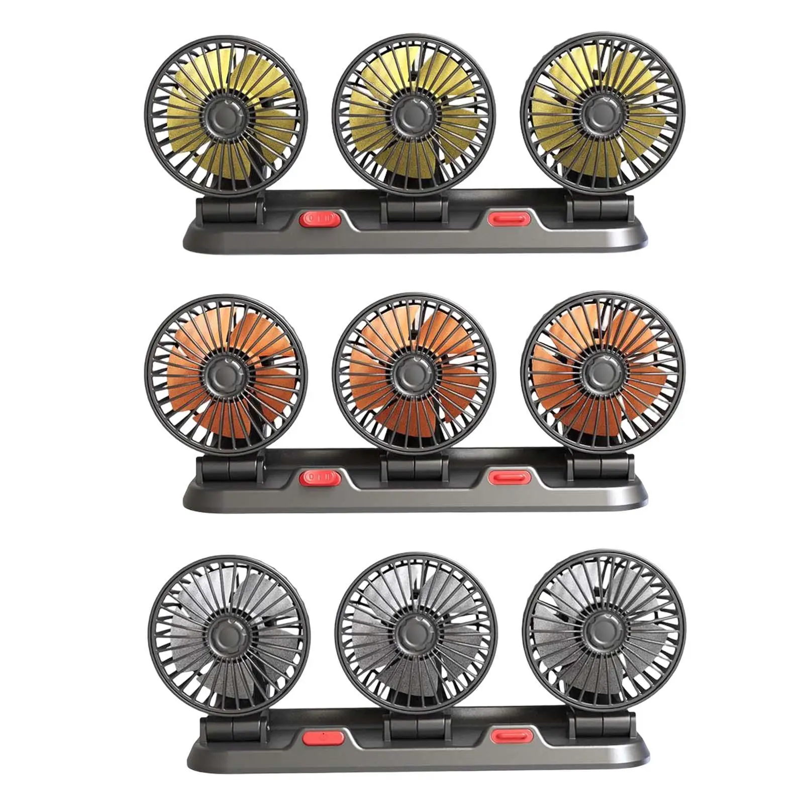 

Car Air Circulation 360 Rotation 3 Head Powerful Auto Car Fans Personal Cooling Vehicle Fan Quiet for Bus Van Truck