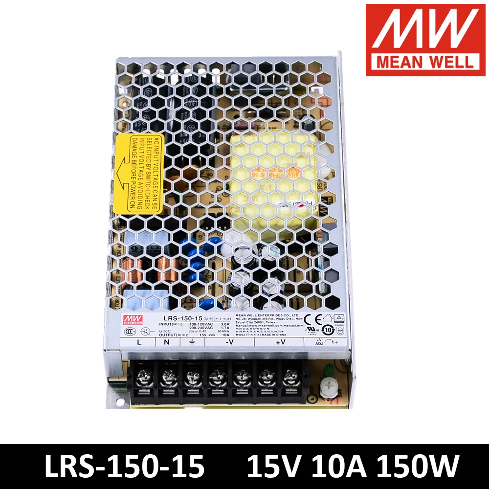 

MEAN WELL LRS-150-15 85-264V AC TO DC 15V 10A 150W Meanwell LRS-150 Single Output Switching Power Supply