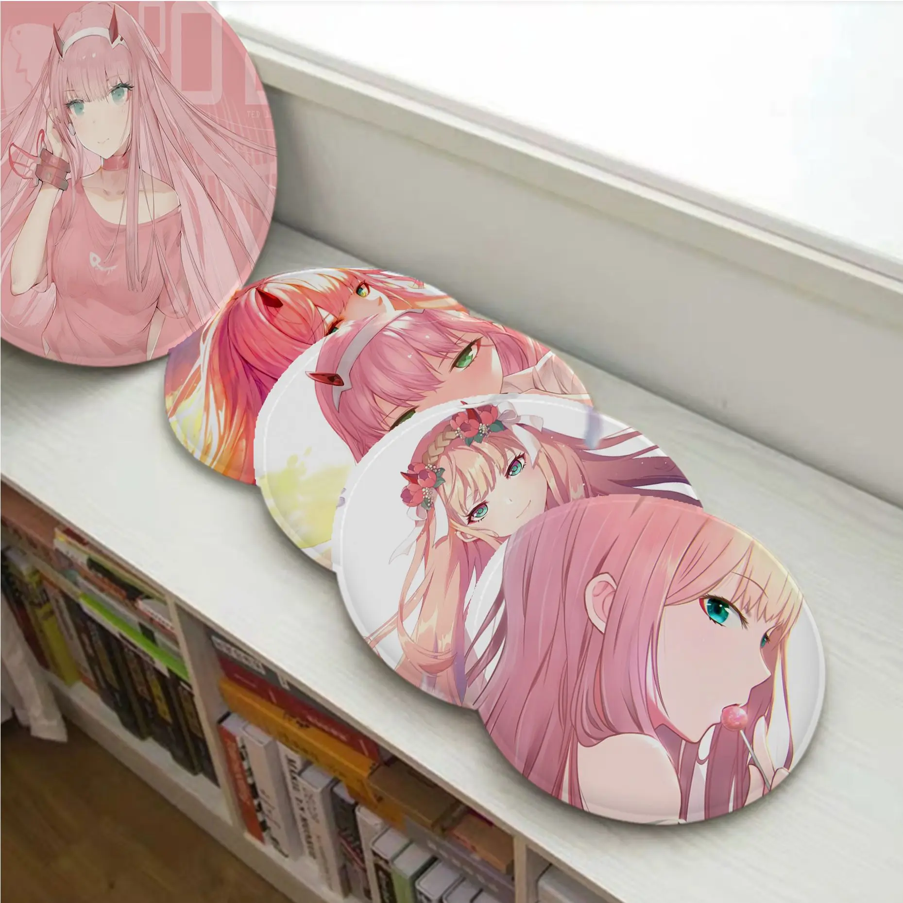 

Anime Zero Two European Sofa Mat Dining Room Table Chair Cushions Unisex Fashion Anti-slip Seat Mat