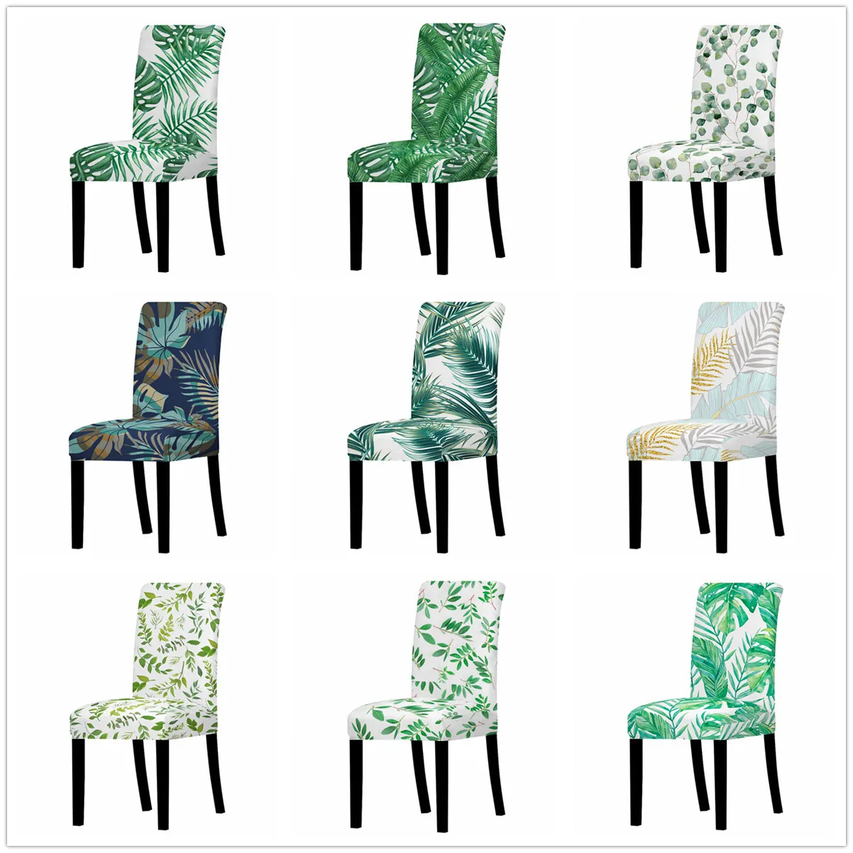 

Imitation Oil Painting Green Leaf Print Pattern Fashion Chair Cover Dresser Decor Living Room Accessories and Tools Chair Covers