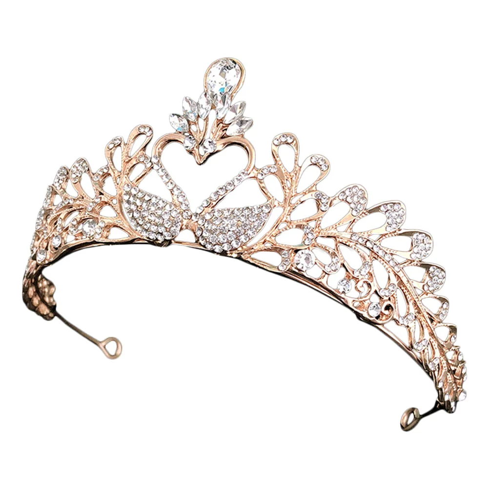 

Rhinestone Swan Crown Girl Haircut Decor Delicate Modeling Bridal Tiara Alloy Headdress Prop
