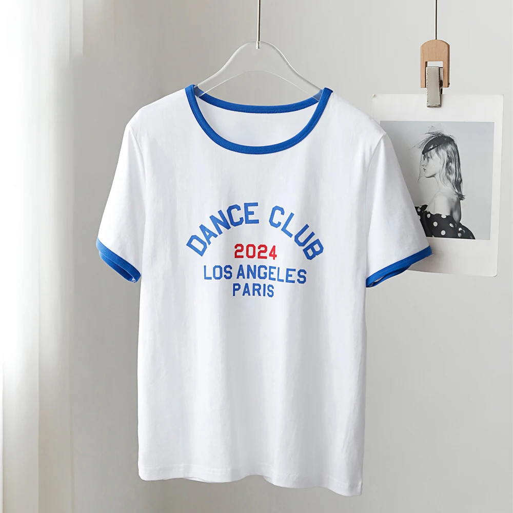 Ретро футболки с зеркальным лоскутным буквенным принтом Rowling женские летние