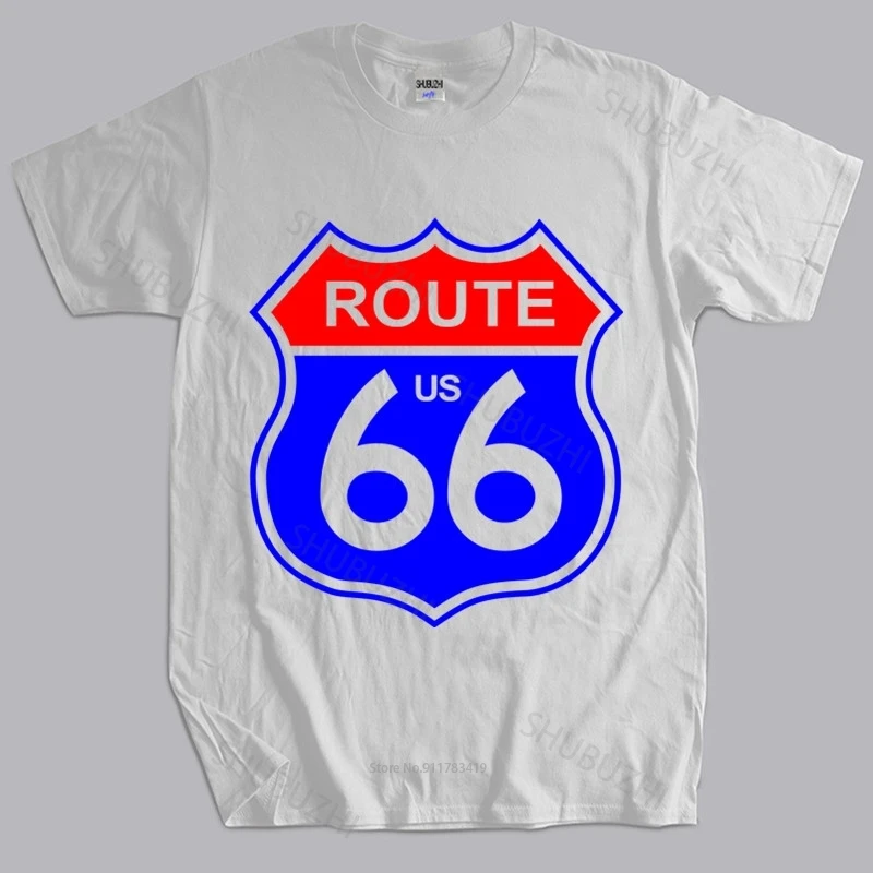 

Мужская брендовая футболка, мужские подарочные топы, обычная белая футболка с коротким рукавом на заказ, Мужская забавная Route 66, свободные топы для него teeshirt