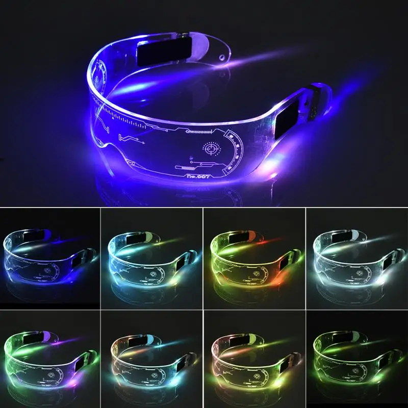 

LED Luminous Sunglasses Vintage Punk Goggles Men Women Fashion Party Christmas Colorful Light Up Glasses Shades Festives