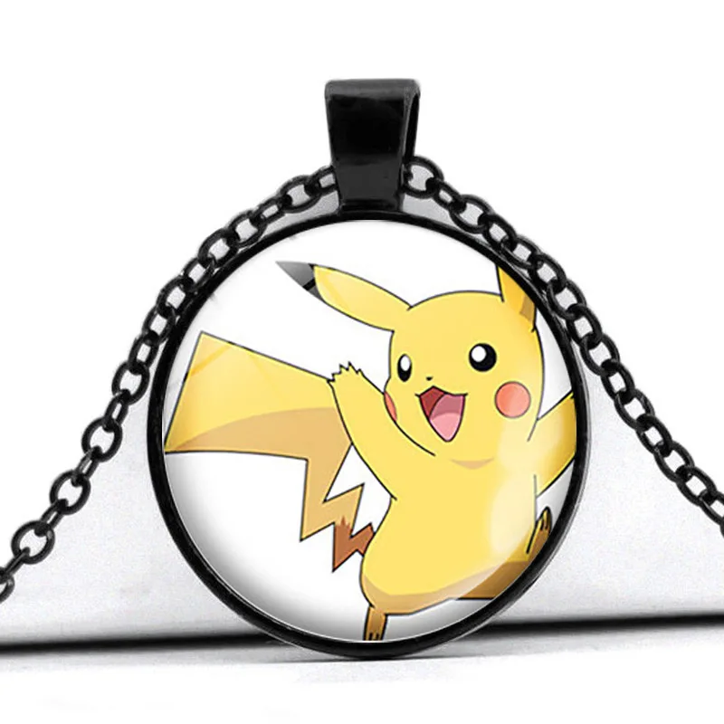

Japanese Anime Pokemon Necklace Glass Cabochon Pendant Pokemon Jewelry Choker Anime Necklaces for Women Kids Halloween Gifts