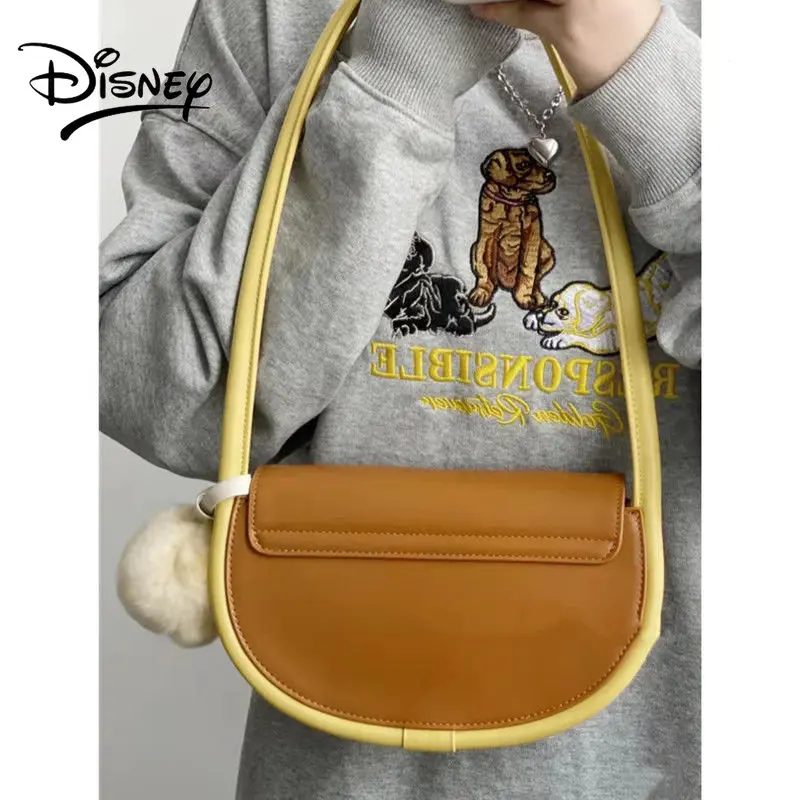 Disney Winnie Bear Girl Bag PU Leather Fashion Cool Shoulder Bag Student Small Bag Girl Disney Bag
