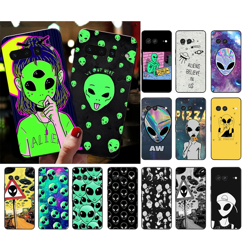 

Phone Case for Google Pixel 7 Pro 7 6A 6 Pro 5A 4A 3A Pixel 4 XL Pixel 5 6 4 3 XL 3A XL 2 XL UFO Cartoon alien space Case Funda