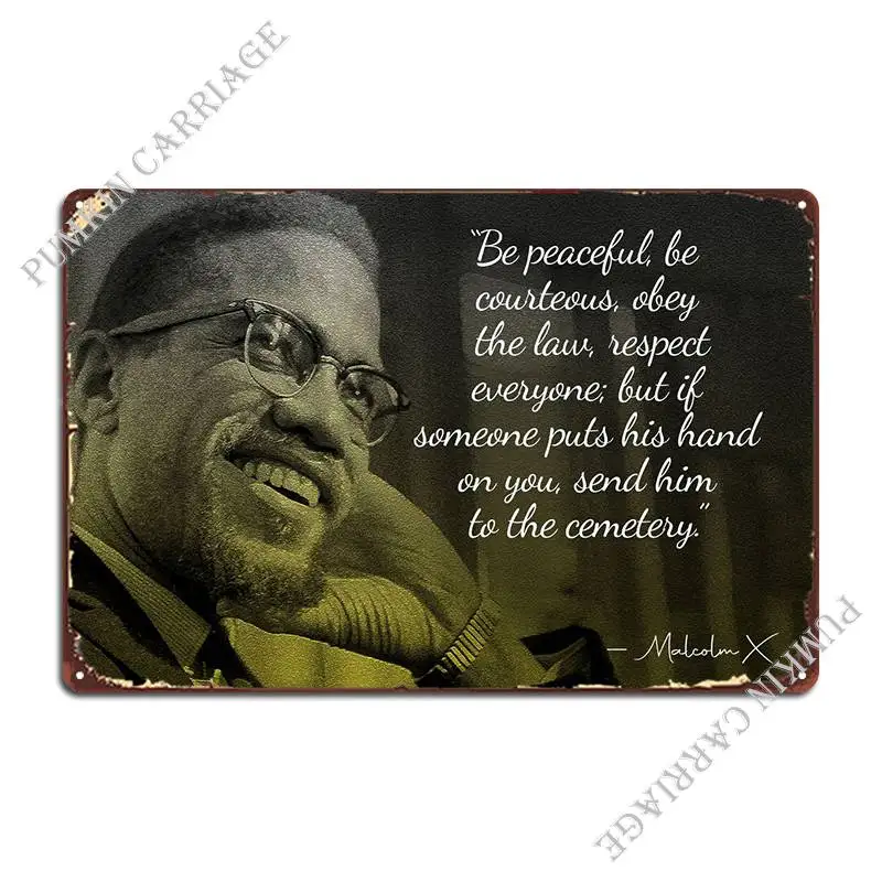 Металлический плакат Малкольм X для гаража Создание персонажей кинотеатра
