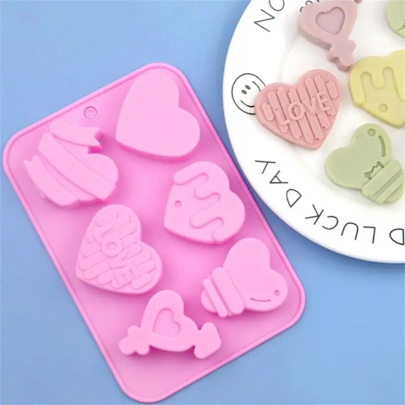 

High Quality Mold Food Grade 6 Different Love Chocolate Block Mold Handmade Candy Mold Baking Mold Sugar Mold Silicone Mold