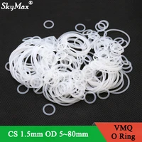10pcs vmq o ring seal gasket thickness cs 1 5mm od 5 80mm silicone rubber insulated waterproof washer round shape white nontoxi