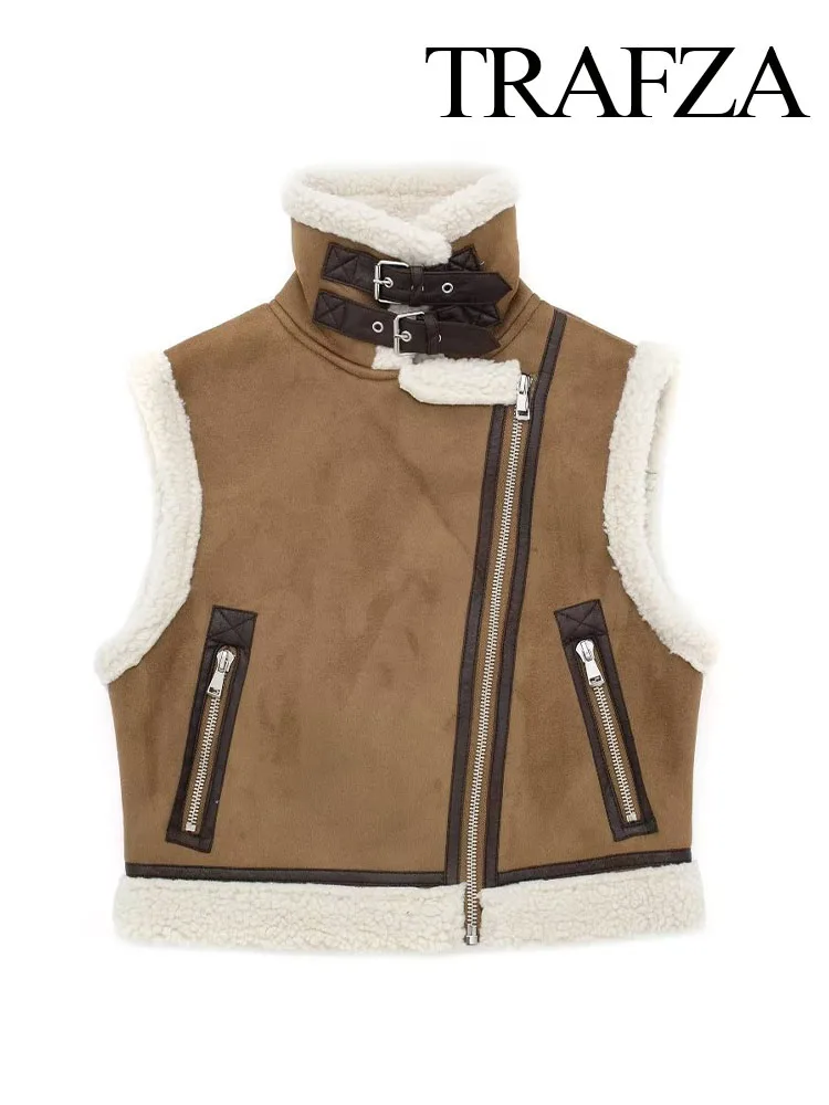 

Жилет женский зимний из искусственной кожи на молнии, без рукавов