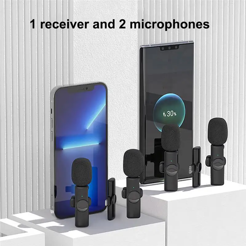 Фото Беспроводной мини-микрофон для IPhone Type-C, студийный петличный микрофон для компьютера, запись аудио и видео №2
