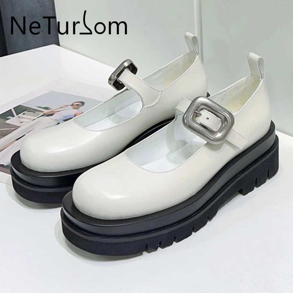 

2023 Spring Autumn New in Lolita Women Shoes Square Button Thick Sole Single Shoes Comfortable Lefu Shoes Lovely Mary Jane Shoes