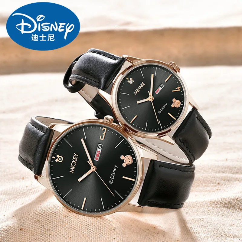 Disney Mickey Minnie Mouse Couple Lovers Fashion Quartz Wristwatch Date Man Woman Gift Clock Dress Wristband Relogio Masculino