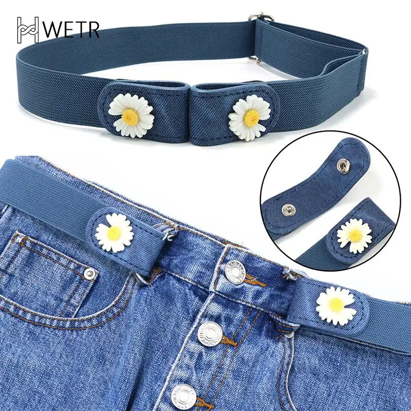 

Elastic Belt Without Buckle Cowboy Canvas Women Buckle Free Belt Ladies Jeans Pants Waist Belt Stretch No Buckle Invisible Belt