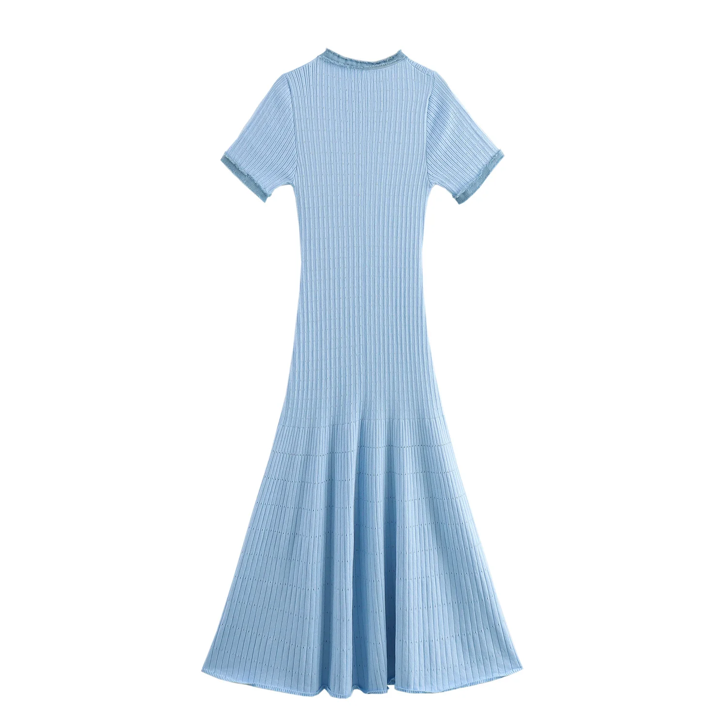 Женское джинсовое платье в стиле пэчворк однобортное длинное трикотажное с