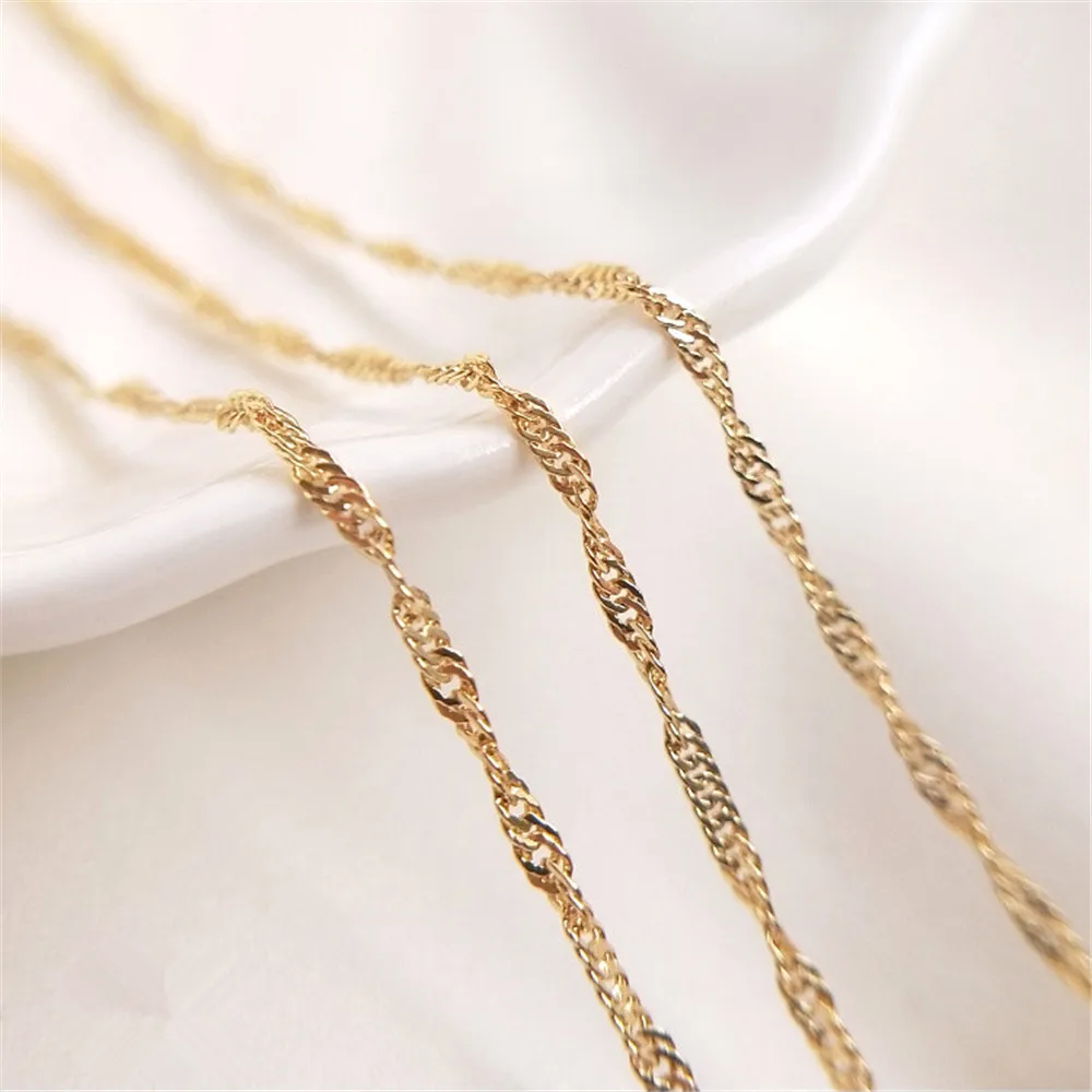 

14K Gold Filled Plated Chain bag real gold water wave chain DIY hand pendant necklace earpiece loose chain material