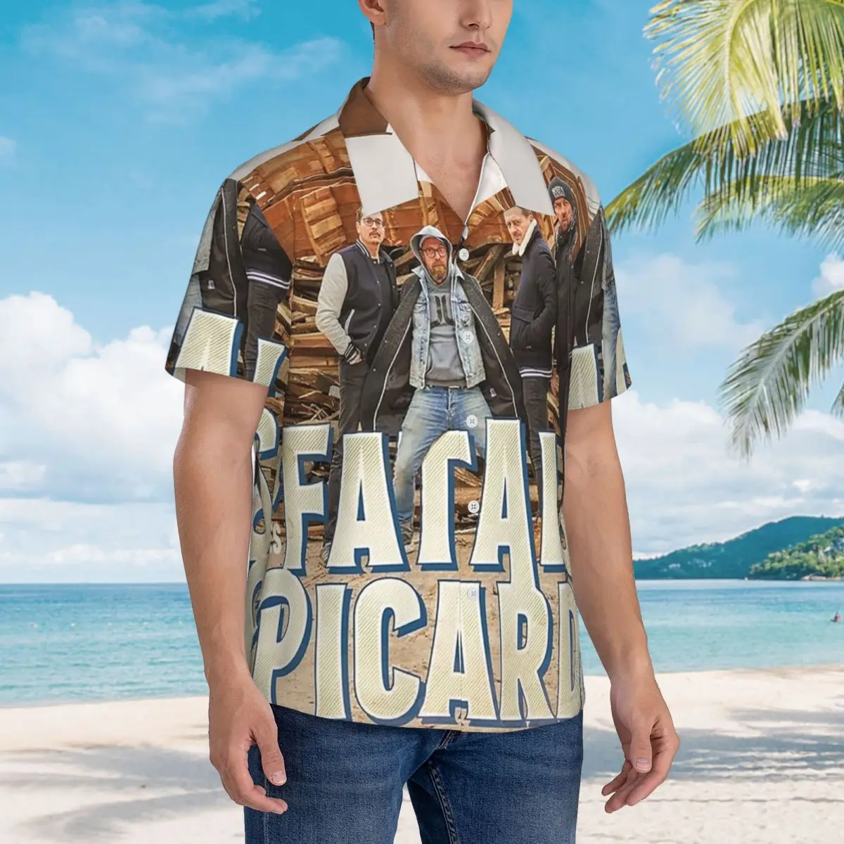 Фото Les Fatals Picards Especes Menacees Album 2019, гавайские рубашки, модные мужские рубашки с короткими рукавами для лета и пляжа, мужские рубашки на пуговицах №1