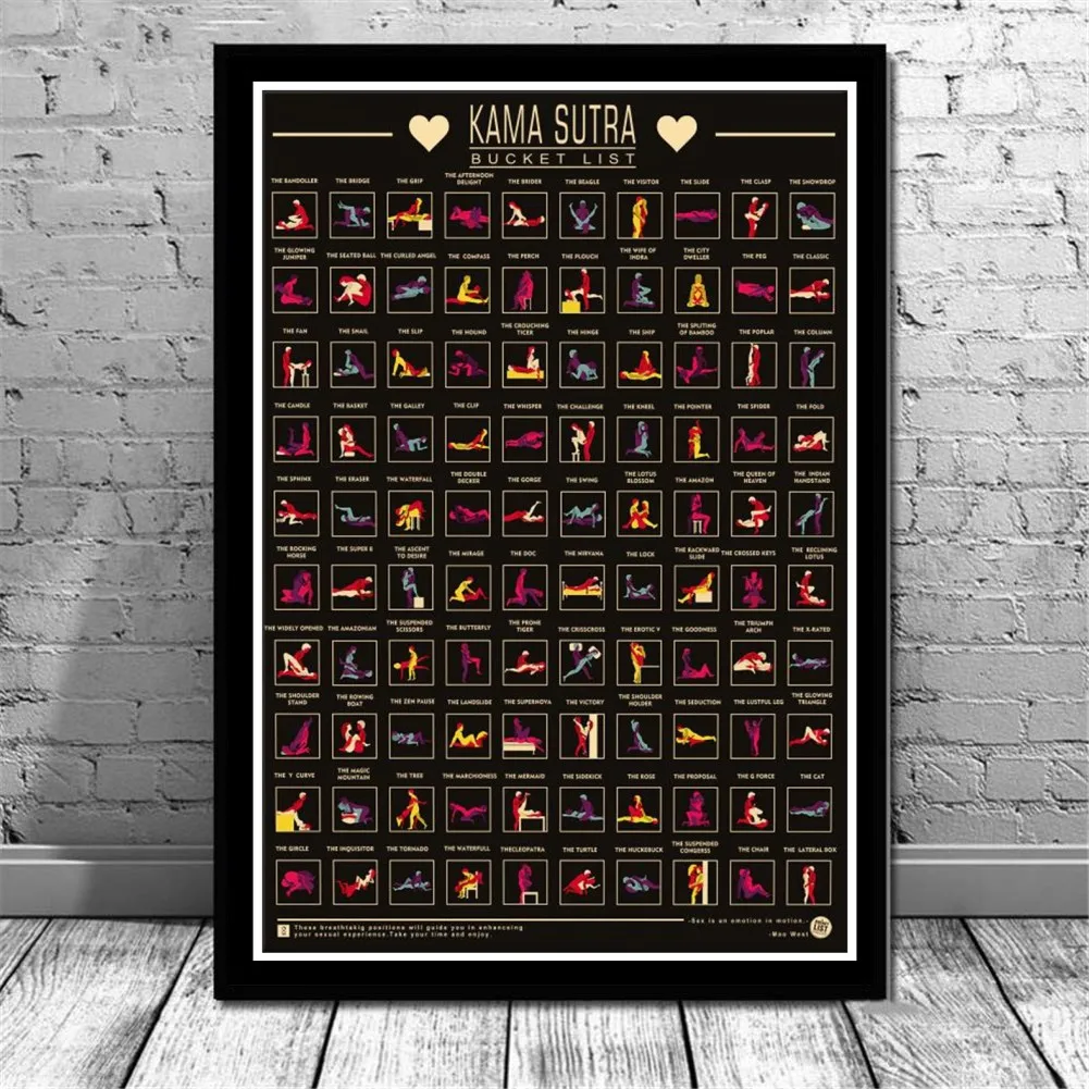 Wall Art 100 Kama Sutra Anime Movie Date Bucket List Print Art Canvas Poster For Living Room Decor Home Wall Picture