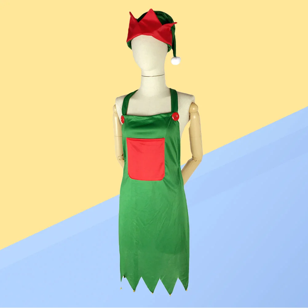 

Apron Christmas Elf Chefcostume Holiday Cooking Aprons Cosplay Kitchen Decorations Party Womens Server Hatdress Merry Shapedhats