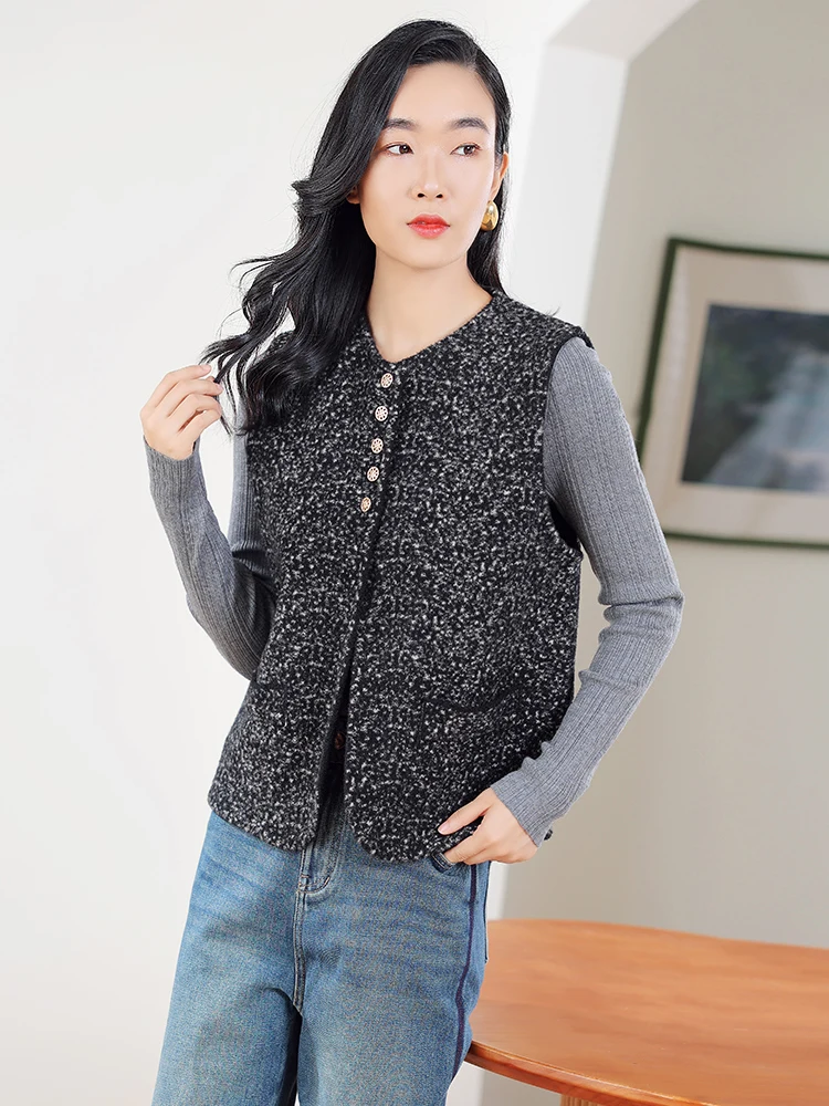 Ajiduo изящный женский жилет новинка 2024 весенне-осенний темпераментный твидовый Joker