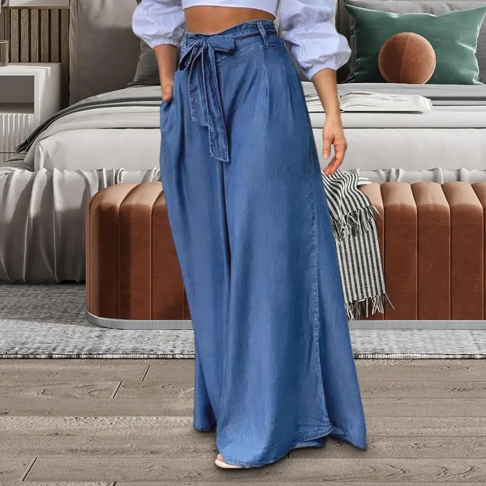 

Female Clothes Women Pants Solid Color Loose Type Oversized Long Tight Waist Wide Leg Lady Pants Skirt Daily Clothes