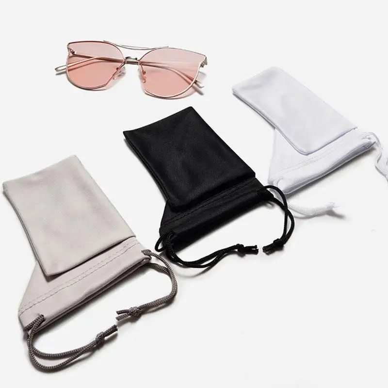 

10pcs/lot Material Very Soft Eyeglasses Pouch Drawstring Sunglass Bag Eyewear Cases Bags