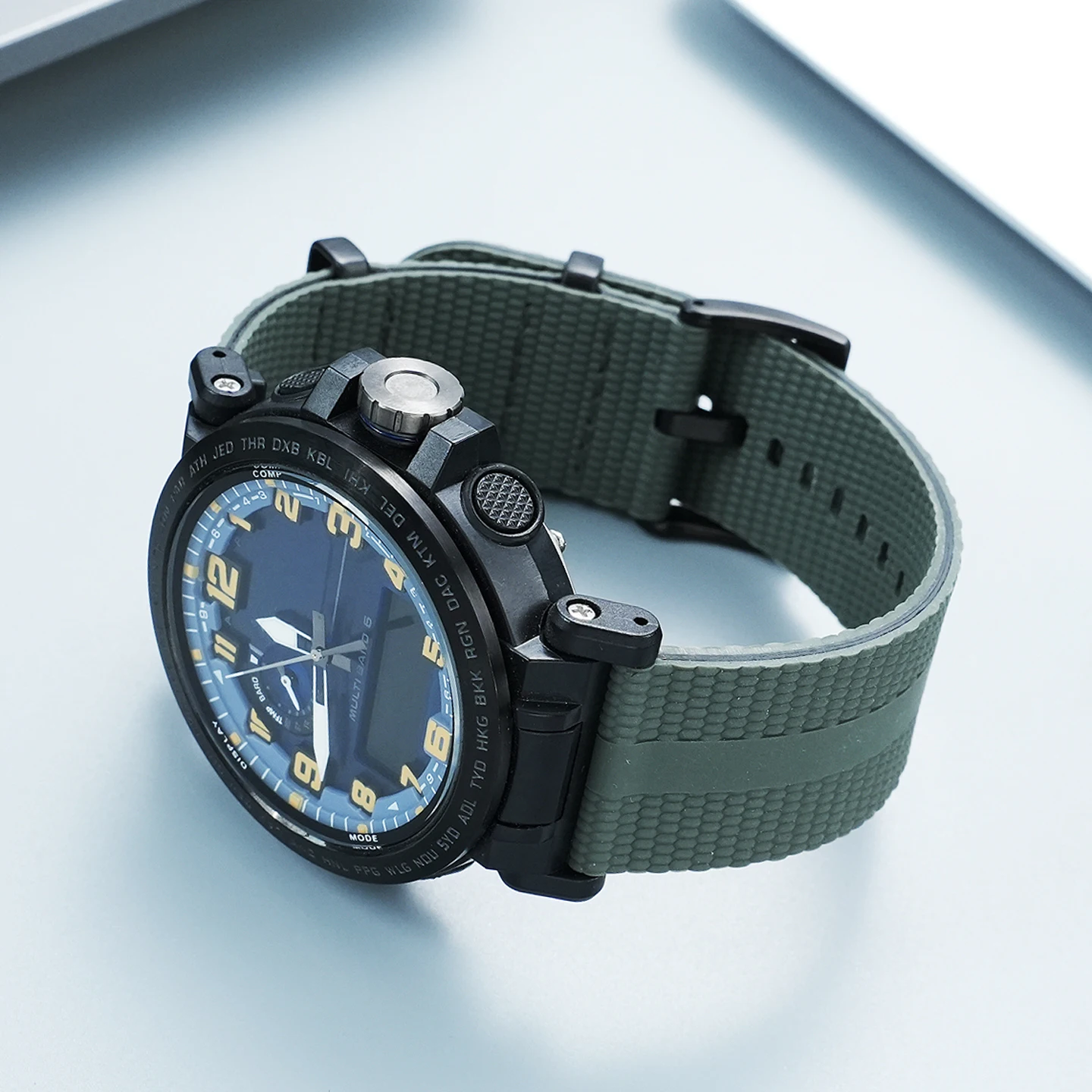 Фото Резиновый ремешок для часов Casio серии PROTREK PRW-6600 PRG-600Y PRG-650 PRG-600, водонепроницаемый спортивный силиконовый ремешок с быстрым креплением, 24 мм №1