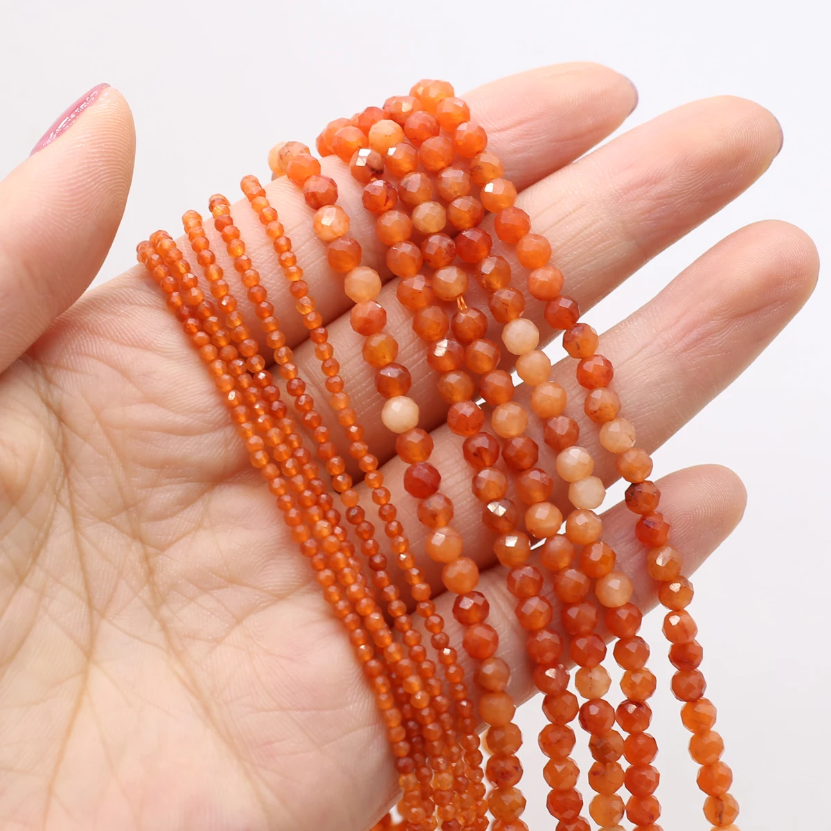 

2/4mm Natural Red Aventurine Stone Beads Charms Small Round Loose Spacer Orange Beads For Jewelry Making DIY Bracelets Necklaces