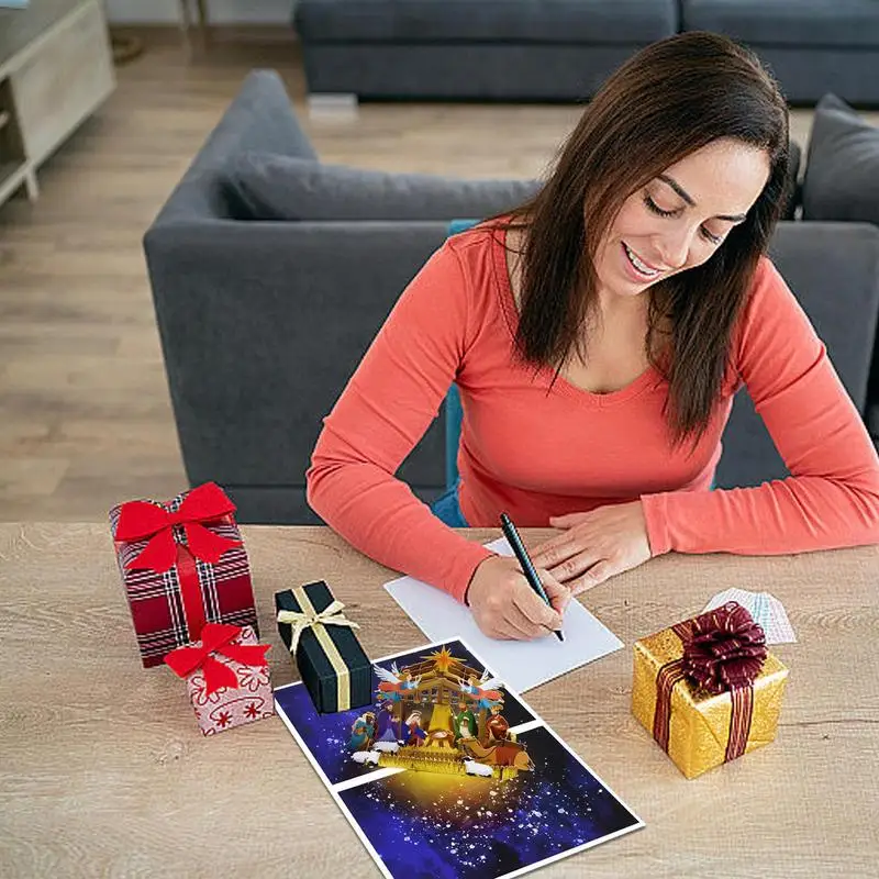 Рождественские открытки реалистичные 3D формы с изображением сцены Иисуса