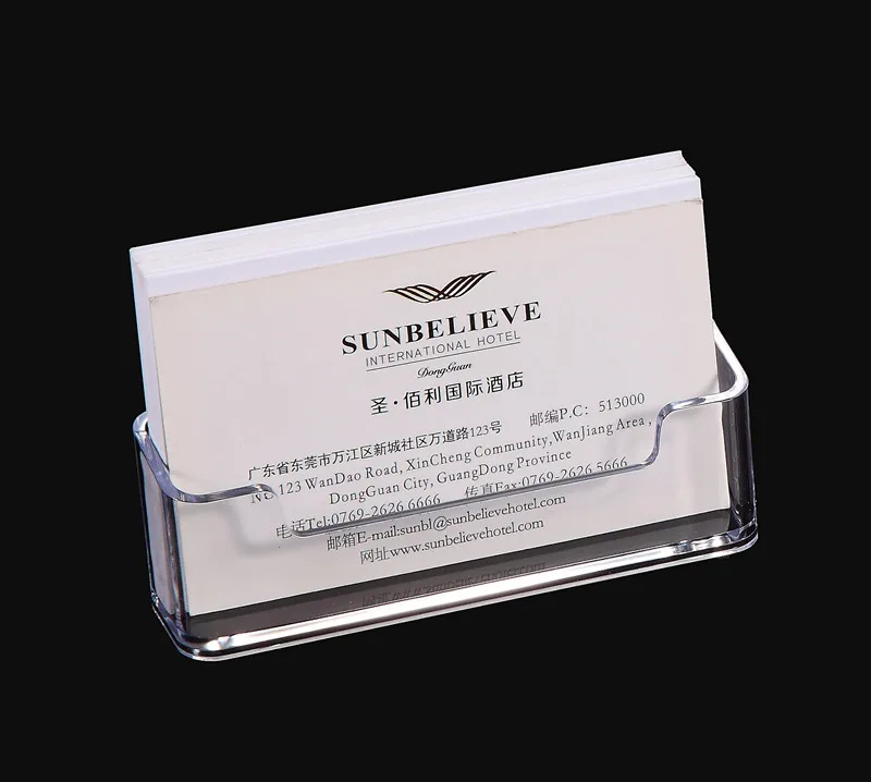 

1 Pcs Clear Desk Shelf Box Storage Display Stand Acrylic Plastic Transparent Desktop Business Card Holder Place Card Holder