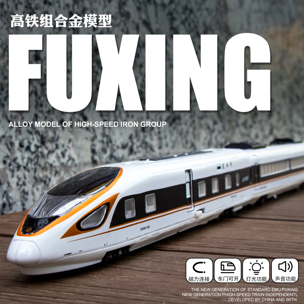 

1:87 Fuxing and Harmony High-speed Railway Train Simulation Sound Light Car Model Ornament Education Realistic Train Toys
