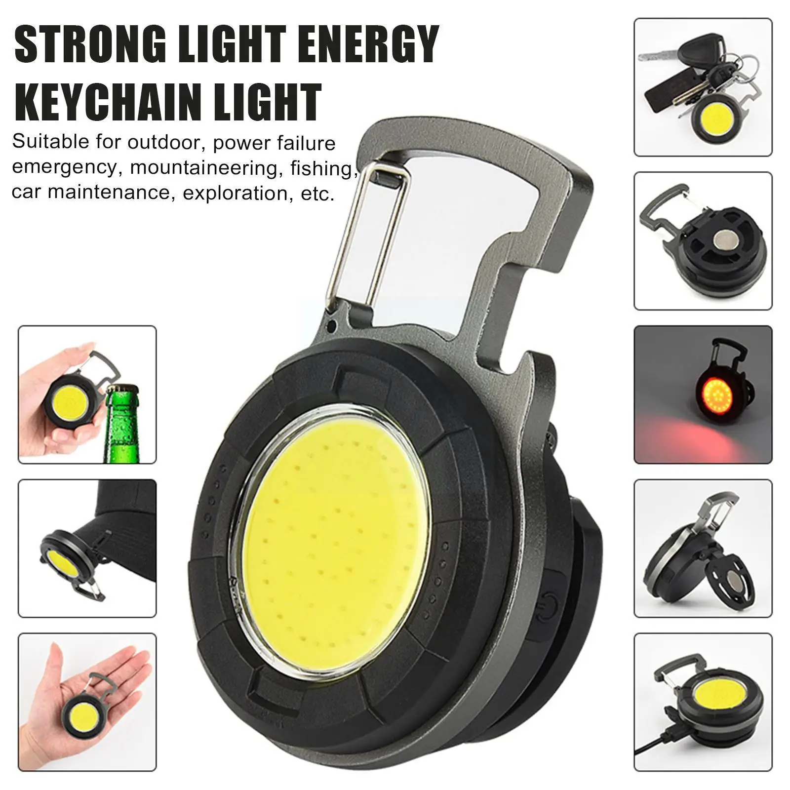 

Brightness Mini Work Light Strong Magnetic Portable Torch Keychain Light Small Multifunctional Outdoor COB Rechargeable I9G9