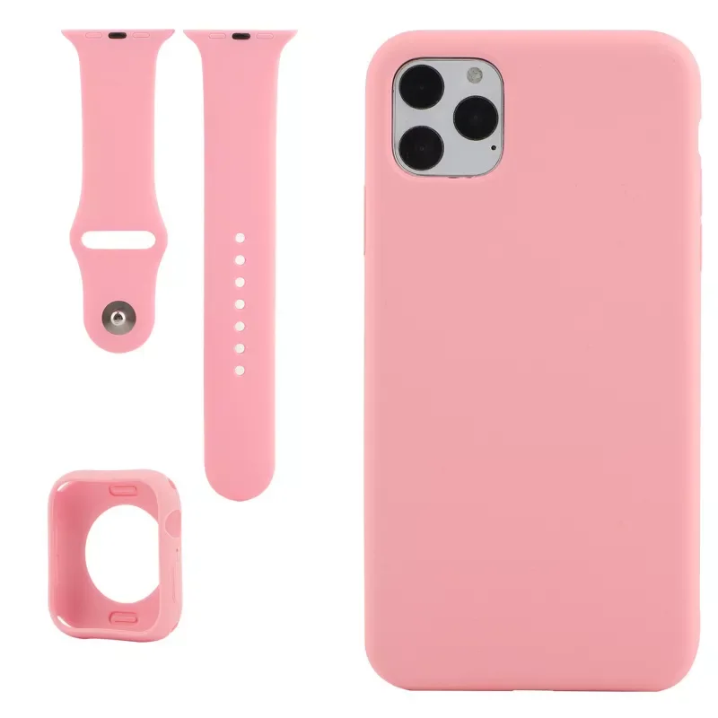 

NEW Fhx-11K 3 in 1 Set Soft Silicone Phone Watch Band Case with Iphone 12 13 pro max Cases Matching for iWatch 3 4 5 6 7 Band