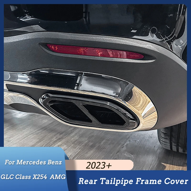 

For Mercedes Benz GLC Class X254 GLC260 GLC300 AMG 2023+ Gloss Black Car Rear Exhaust Tail Pipe Cover Frame Exterior Parts