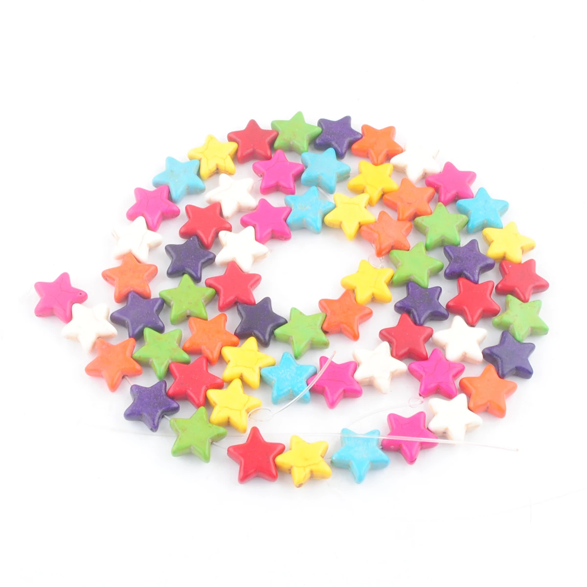 

70Pcs Beads Multicolor Turquoises Stone Pentagram Shape Loose Beaded Strand 15mm DIY Jewelry Making Handmade Accessories TG3438