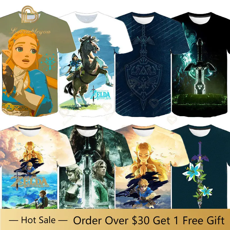 

Boys Girls T Shirt Breath of The Wild Link Zelda Champion Clothes